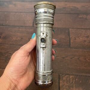 Antique Eveready Metal Flashlight Fisheye Glass USA Vintage Untested Rust READ